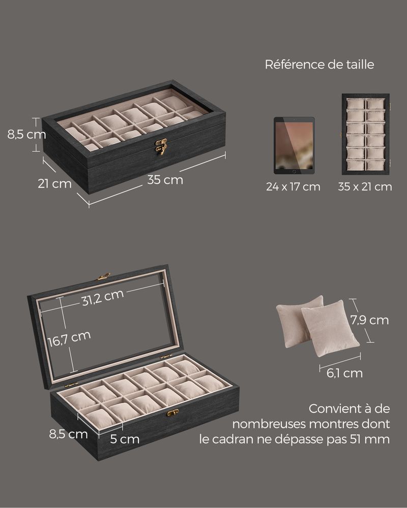 WATCH BOX - WOODEN 12 WATCHES